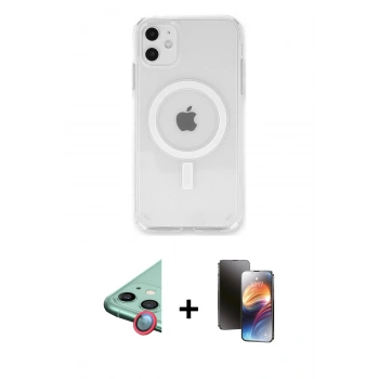 MARSİLYAN™- iPhone 11 Kılıf Kutup Klasik Serisi - Siyah 3D Antistatik Mat Seramik Nano Ekran Koruyucu + Raze Metal Kamera Lens - KI