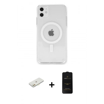 MARSİLYAN™- iPhone 11 Kılıf Kutup Klasik Serisi - Siyah 6D Antistatik Mat Seramik Hayalet Nano Ekran Koruyucu + Renkli Kamera Lens Koruma Cam - TU