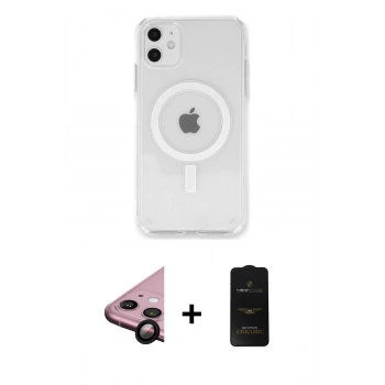 MARSİLYAN™- iPhone 11 Kılıf Kutup Klasik Serisi - Siyah 6D Antistatik Mat Seramik Hayalet Nano Ekran Koruyucu + Raze Metal Kamera Lens - SH