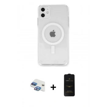 MARSİLYAN™- iPhone 11 Kılıf Kutup Klasik Serisi - Siyah 6D Antistatik Mat Seramik Hayalet Nano Ekran Koruyucu + Pers Alüminyum Kamera Lens - GI