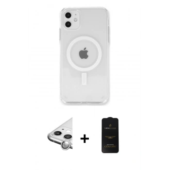 MARSİLYAN™- iPhone 11 Kılıf Kutup Klasik Serisi - Siyah 6D Antistatik Mat Seramik Hayalet Nano Ekran Koruyucu + Raze Metal Kamera Lens - GS