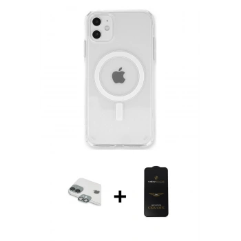 MARSİLYAN™- iPhone 11 Kılıf Kutup Klasik Serisi - Siyah 6D Antistatik Mat Seramik Hayalet Nano Ekran Koruyucu + Pers Alüminyum Kamera Lens - YL