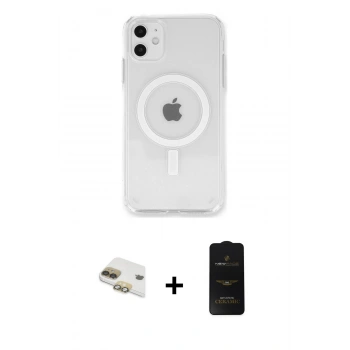 MARSİLYAN™- iPhone 11 Kılıf Kutup Klasik Serisi - Siyah 6D Antistatik Mat Seramik Hayalet Nano Ekran Koruyucu + Pers Alüminyum Kamera Lens - GD