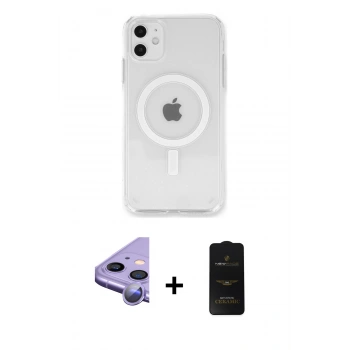 MARSİLYAN™- iPhone 11 Kılıf Kutup Klasik Serisi - Siyah 6D Antistatik Mat Seramik Hayalet Nano Ekran Koruyucu + Raze Metal Kamera Lens - MR