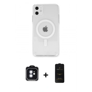 MARSİLYAN™- iPhone 11 Kılıf Kutup Klasik Serisi - Siyah 6D Antistatik Mat Seramik Hayalet Nano Ekran Koruyucu + PVD Metal Kamera Lens - MI