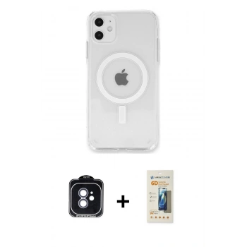 MARSİLYAN™- iPhone 11 Kılıf Kutup Klasik Serisi - Siyah 6D Mat Seramik Hayalet Nano Ekran Koruyucu + PVD Metal Kamera Lens - MI