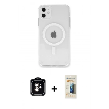 MARSİLYAN™- iPhone 11 Kılıf Kutup Klasik Serisi - Siyah 6D Mat Seramik Hayalet Nano Ekran Koruyucu + PVD Metal Kamera Lens - TU