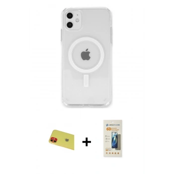 MARSİLYAN™- iPhone 11 Kılıf Kutup Klasik Serisi - Siyah 6D Mat Seramik Hayalet Nano Ekran Koruyucu + Rainbow Kamera Lens Koruma Cam - KI