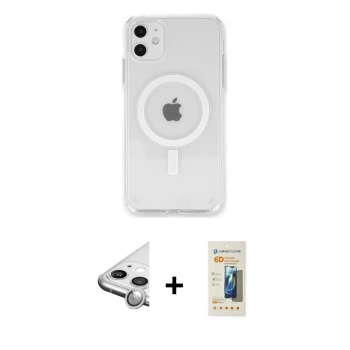 MARSİLYAN™- iPhone 11 Kılıf Kutup Klasik Serisi - Siyah 6D Mat Seramik Hayalet Nano Ekran Koruyucu + Raze Metal Kamera Lens - GS