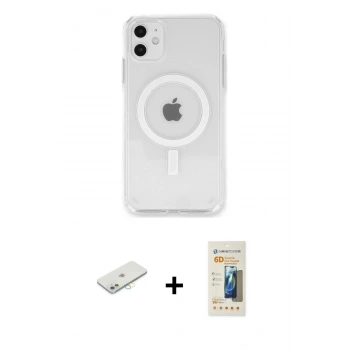 MARSİLYAN™- iPhone 11 Kılıf Kutup Klasik Serisi - Siyah 6D Mat Seramik Hayalet Nano Ekran Koruyucu + Renkli Kamera Lens Koruma Cam - SI