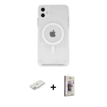 MARSİLYAN™- iPhone 11 Kılıf Kutup Klasik Serisi - Siyah Bilvis 3D Cam Ekran Koruyucu + Renkli Kamera Lens Koruma Cam - SI