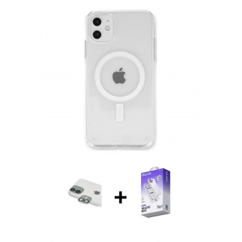 MARSİLYAN™- iPhone 11 Kılıf Kutup Klasik Serisi - Siyah Bilvis 5in1 3D Magic Cam Ekran Koruyucu + Pers Alüminyum Kamera Lens - YL