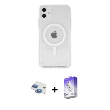 MARSİLYAN™- iPhone 11 Kılıf Kutup Klasik Serisi - Siyah Bilvis 5in1 3D Magic Cam Ekran Koruyucu + Pers Alüminyum Kamera Lens - GI