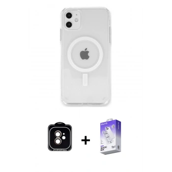 MARSİLYAN™- iPhone 11 Kılıf Kutup Klasik Serisi - Siyah Bilvis 5in1 3D Magic Cam Ekran Koruyucu + PVD Metal Kamera Lens - TU