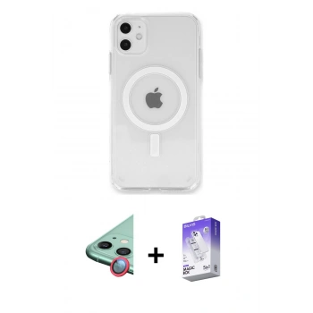 MARSİLYAN™- iPhone 11 Kılıf Kutup Klasik Serisi - Siyah Bilvis 5in1 3D Magic Cam Ekran Koruyucu + Raze Metal Kamera Lens - KI