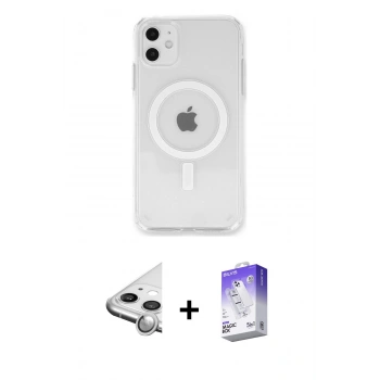 MARSİLYAN™- iPhone 11 Kılıf Kutup Klasik Serisi - Siyah Bilvis 5in1 3D Magic Cam Ekran Koruyucu + Raze Metal Kamera Lens - GS
