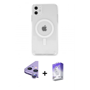 MARSİLYAN™- iPhone 11 Kılıf Kutup Klasik Serisi - Siyah Bilvis 5in1 3D Magic Cam Ekran Koruyucu + Raze Metal Kamera Lens - MR