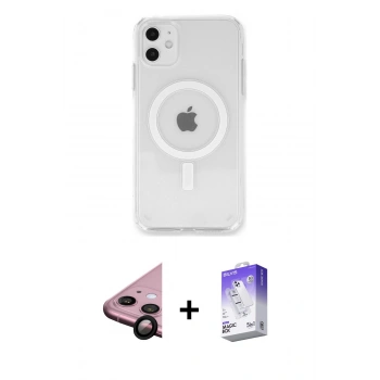 MARSİLYAN™- iPhone 11 Kılıf Kutup Klasik Serisi - Siyah Bilvis 5in1 3D Magic Cam Ekran Koruyucu + Raze Metal Kamera Lens - SH