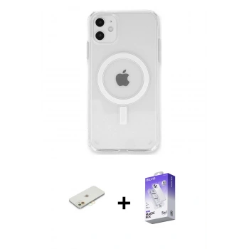 MARSİLYAN™- iPhone 11 Kılıf Kutup Klasik Serisi - Siyah Bilvis 5in1 3D Magic Cam Ekran Koruyucu + Renkli Kamera Lens Koruma Cam - TU