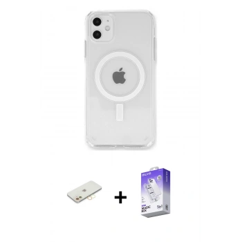 MARSİLYAN™- iPhone 11 Kılıf Kutup Klasik Serisi - Siyah Bilvis 5in1 3D Magic Cam Ekran Koruyucu + Renkli Kamera Lens Koruma Cam - SI