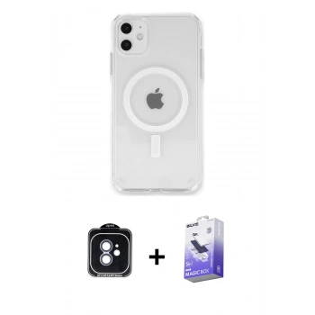 MARSİLYAN™- iPhone 11 Kılıf Kutup Klasik Serisi - Siyah Bilvis 5in1 5D Magic Hayalet Cam Ekran Koruyucu + PVD Metal Kamera Lens - MI