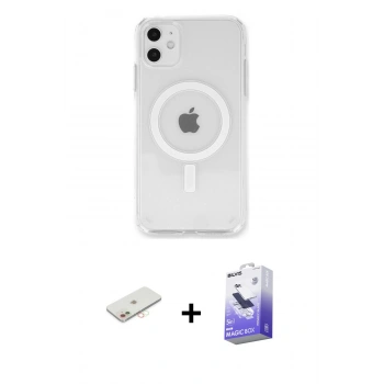 MARSİLYAN™- iPhone 11 Kılıf Kutup Klasik Serisi - Siyah Bilvis 5in1 5D Magic Hayalet Cam Ekran Koruyucu + Renkli Kamera Lens Koruma Cam - YL
