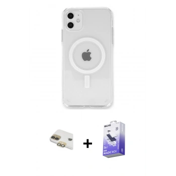 MARSİLYAN™- iPhone 11 Kılıf Kutup Klasik Serisi - Siyah Bilvis 5in1 5D Magic Hayalet Cam Ekran Koruyucu + Pers Alüminyum Kamera Lens - GD
