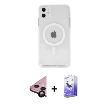 MARSİLYAN™- iPhone 11 Kılıf Kutup Klasik Serisi - Siyah Bilvis 5in1 5D Magic Hayalet Cam Ekran Koruyucu + Raze Metal Kamera Lens - SH