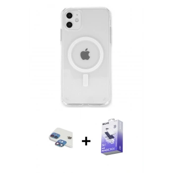 MARSİLYAN™- iPhone 11 Kılıf Kutup Klasik Serisi - Siyah Bilvis 5in1 5D Magic Hayalet Cam Ekran Koruyucu + Pers Alüminyum Kamera Lens - GI