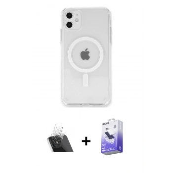 MARSİLYAN™- iPhone 11 Kılıf Kutup Klasik Serisi - Siyah Bilvis 5in1 5D Magic Hayalet Cam Ekran Koruyucu + Kamera Lens Koruma Cam - SF