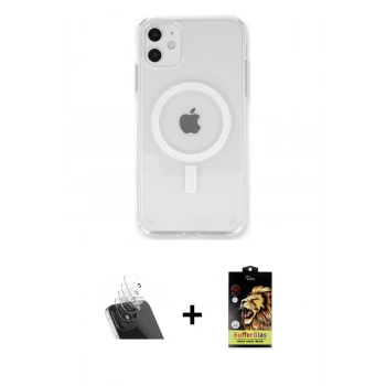 MARSİLYAN™- iPhone 11 Kılıf Kutup Klasik Serisi - Siyah Buffer Cam Ekran Koruyucu + Kamera Lens Koruma Cam - SF