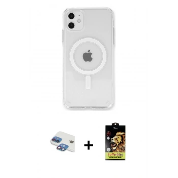 MARSİLYAN™- iPhone 11 Kılıf Kutup Klasik Serisi - Siyah Buffer Cam Ekran Koruyucu + Pers Alüminyum Kamera Lens - GI