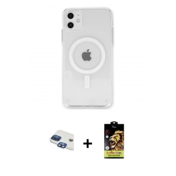 MARSİLYAN™- iPhone 11 Kılıf Kutup Klasik Serisi - Siyah Buffer Cam Ekran Koruyucu + Pers Alüminyum Kamera Lens - LT