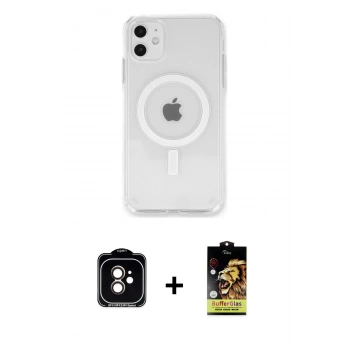 MARSİLYAN™- iPhone 11 Kılıf Kutup Klasik Serisi - Siyah Buffer Cam Ekran Koruyucu + PVD Metal Kamera Lens - TU