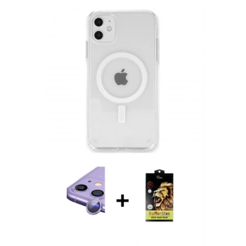 MARSİLYAN™- iPhone 11 Kılıf Kutup Klasik Serisi - Siyah Buffer Cam Ekran Koruyucu + Raze Metal Kamera Lens - MR