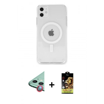 MARSİLYAN™- iPhone 11 Kılıf Kutup Klasik Serisi - Siyah Buffer Cam Ekran Koruyucu + Raze Metal Kamera Lens - KI