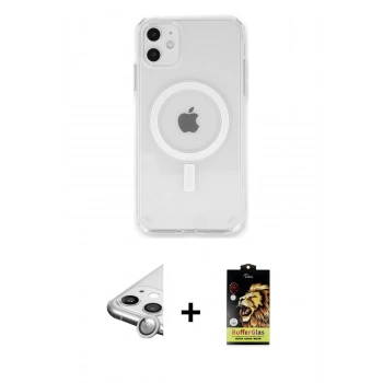 MARSİLYAN™- iPhone 11 Kılıf Kutup Klasik Serisi - Siyah Buffer Cam Ekran Koruyucu + Raze Metal Kamera Lens - GS
