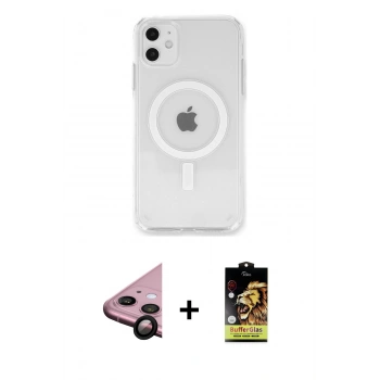 MARSİLYAN™- iPhone 11 Kılıf Kutup Klasik Serisi - Siyah Buffer Cam Ekran Koruyucu + Raze Metal Kamera Lens - SH