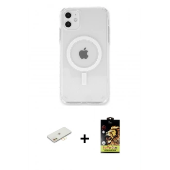 MARSİLYAN™- iPhone 11 Kılıf Kutup Klasik Serisi - Siyah Buffer Cam Ekran Koruyucu + Renkli Kamera Lens Koruma Cam - SI