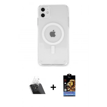 MARSİLYAN™- iPhone 11 Kılıf Kutup Klasik Serisi - Siyah Buffer Hayalet Cam Ekran Koruyucu + Kamera Lens Koruma Cam - SF