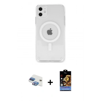 MARSİLYAN™- iPhone 11 Kılıf Kutup Klasik Serisi - Siyah Buffer Hayalet Cam Ekran Koruyucu + Pers Alüminyum Kamera Lens - GI