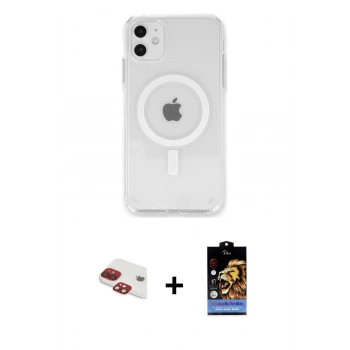 MARSİLYAN™- iPhone 11 Kılıf Kutup Klasik Serisi - Siyah Buffer Hayalet Cam Ekran Koruyucu + Pers Alüminyum Kamera Lens - KI