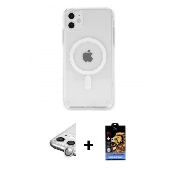 MARSİLYAN™- iPhone 11 Kılıf Kutup Klasik Serisi - Siyah Buffer Hayalet Cam Ekran Koruyucu + Raze Metal Kamera Lens - GS