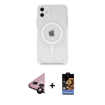 MARSİLYAN™- iPhone 11 Kılıf Kutup Klasik Serisi - Siyah Buffer Hayalet Cam Ekran Koruyucu + Raze Metal Kamera Lens - SH