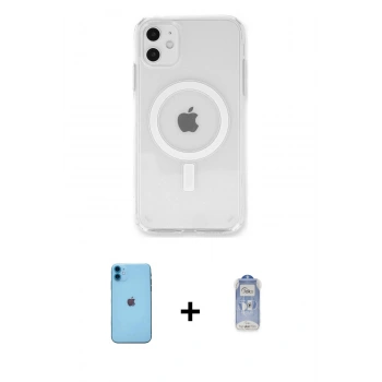 MARSİLYAN™- iPhone 11 Kılıf Kutup Klasik Serisi - Siyah Joko Magic 5D Cam + Neon Fosforlu Kamera Lens - MI