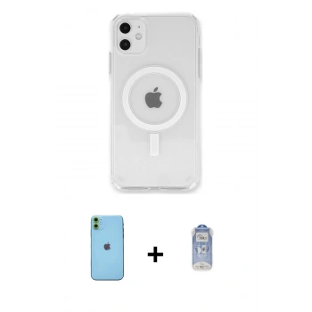 MARSİLYAN™- iPhone 11 Kılıf Kutup Klasik Serisi - Siyah Joko Magic 5D Cam + Neon Fosforlu Kamera Lens - YL