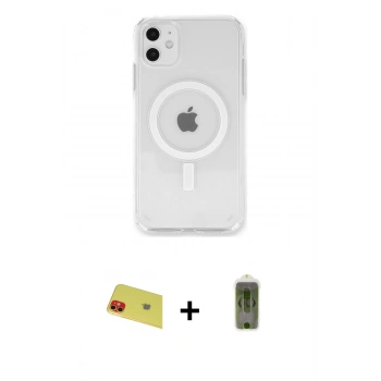 MARSİLYAN™- iPhone 11 Kılıf Kutup Klasik Serisi - Siyah Joko Magic 5D Hayalet Cam + Rainbow Kamera Lens Koruma Cam - KI