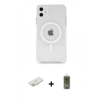 MARSİLYAN™- iPhone 11 Kılıf Kutup Klasik Serisi - Siyah Joko Magic 5D Hayalet Cam + Renkli Kamera Lens Koruma Cam - SI