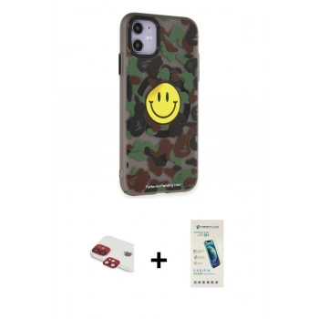 MARSİLYAN™- iPhone 11 Kılıf Nova Doku Koleksiyonu - Şeffaf Pasifik Cam Ekran Koruyucu + Pers Alüminyum Kamera Lens - KI