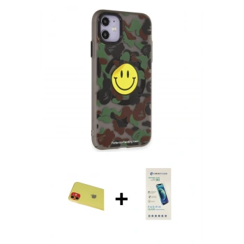 MARSİLYAN™- iPhone 11 Kılıf Nova Doku Koleksiyonu - Şeffaf Pasifik Cam Ekran Koruyucu + Rainbow Kamera Lens Koruma Cam - KI
